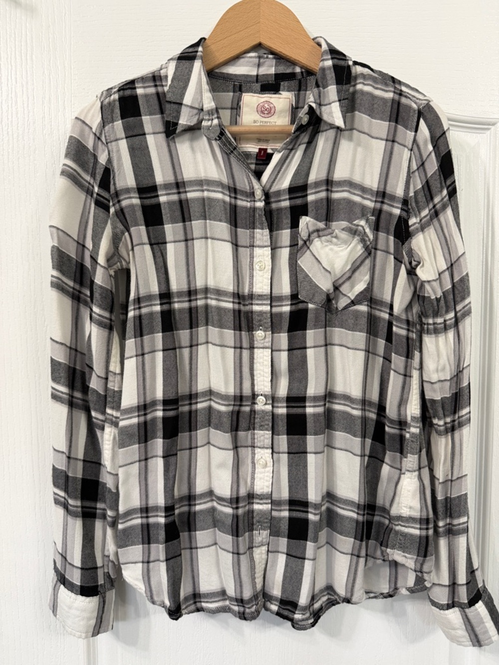 SO Perfect Shirt Black & White Plaid Button-Up